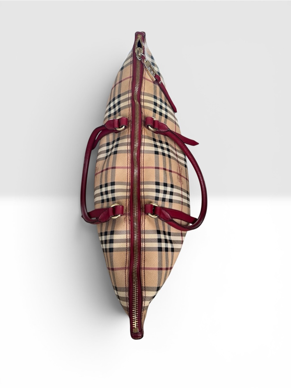 Burberry haymarket Check Tote with Burgundy Leather Handles - Picture 5 of 15